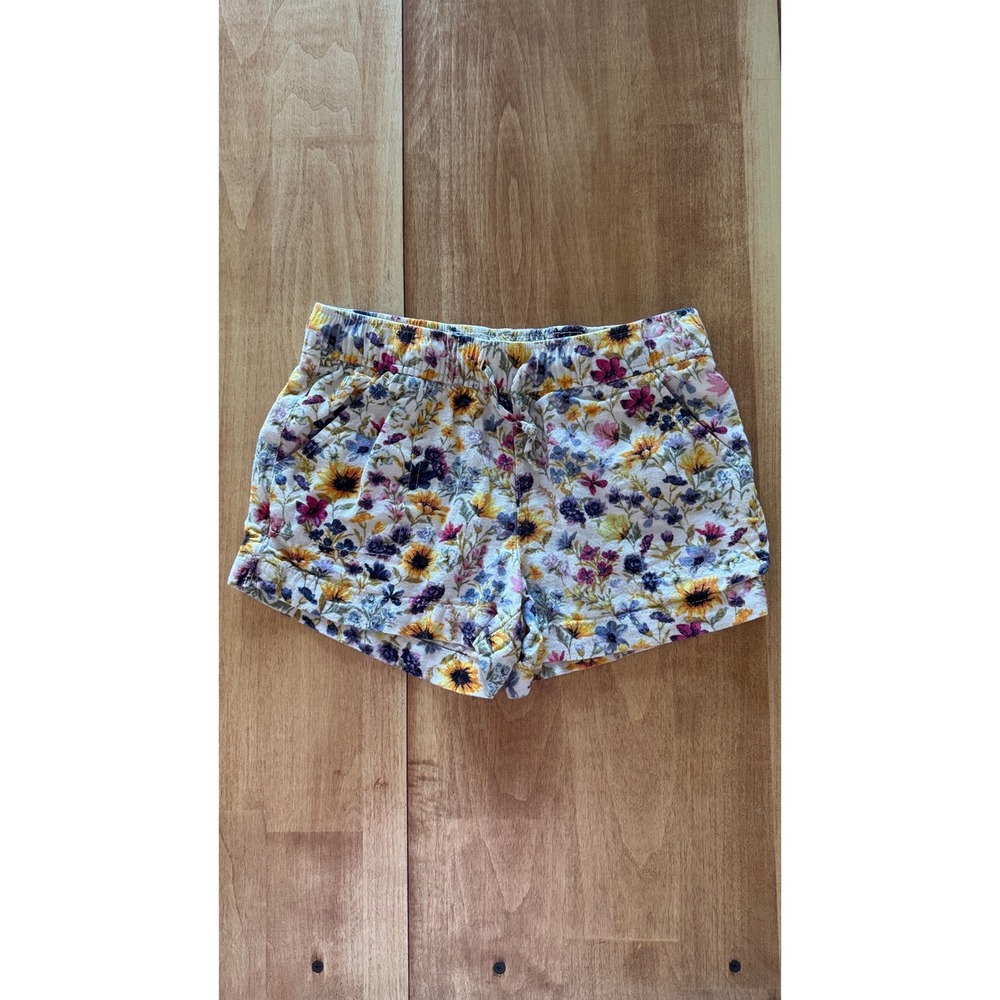 American Eagle Girls Floral Linen‎ Blend Shorts White Yellow Purple Size S 6-7